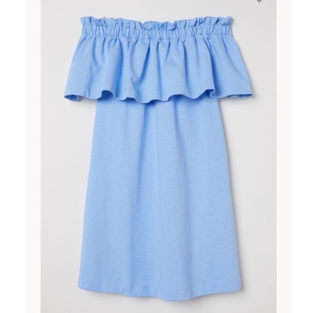 H&M Off-the-Shoulder Ruffled Blue Dress